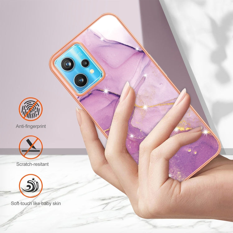 For Realme 9 Pro+ Electroplating Marble Pattern Dual-side IMD TPU Phone Case(Purple 001) - Realme Cases by PMC TechLife | Online Shopping South Africa | PMC TechLife | Buy Now Pay Later Mobicred