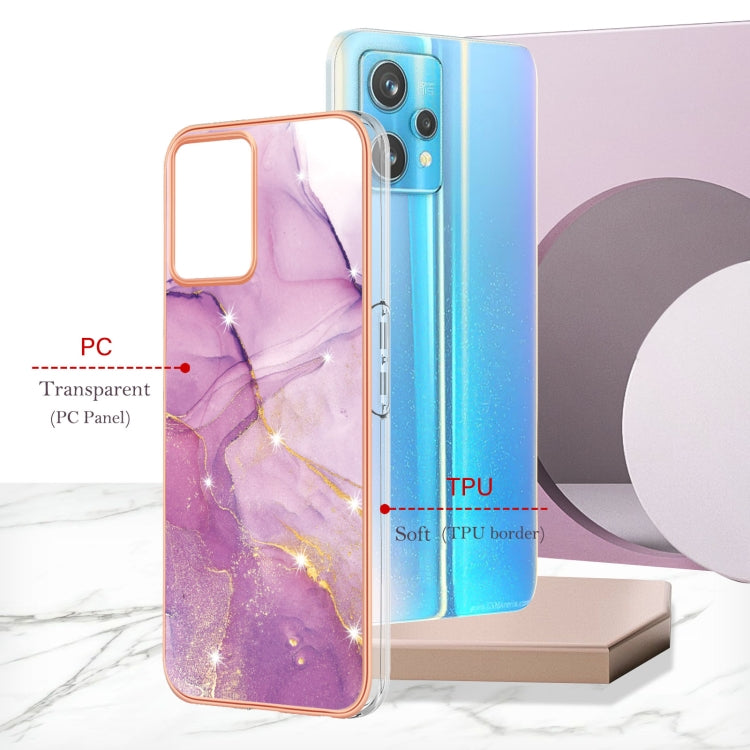 For Realme 9 Pro+ Electroplating Marble Pattern Dual-side IMD TPU Phone Case(Purple 001) - Realme Cases by PMC TechLife | Online Shopping South Africa | PMC TechLife | Buy Now Pay Later Mobicred