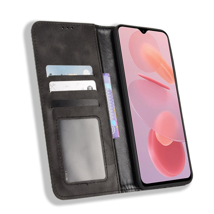 For Ulefone Note 12P Magnetic Buckle Retro Texture Leather Phone Case(Black) - Ulefone Cases by PMC Jewellery | Online Shopping South Africa | PMC Jewellery | Buy Now Pay Later Mobicred