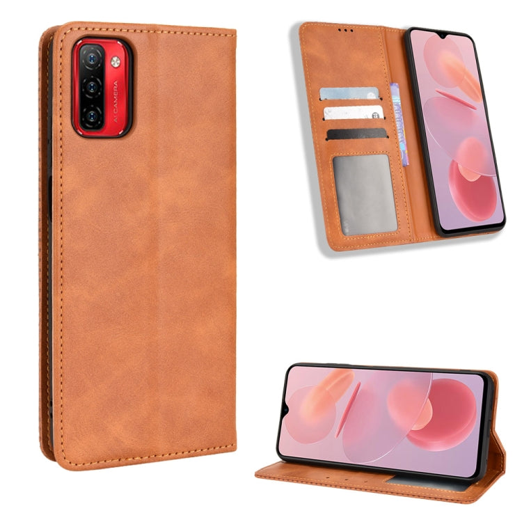 For Ulefone Note 12P Magnetic Buckle Retro Texture Leather Phone Case(Brown) - Ulefone Cases by PMC Jewellery | Online Shopping South Africa | PMC Jewellery | Buy Now Pay Later Mobicred