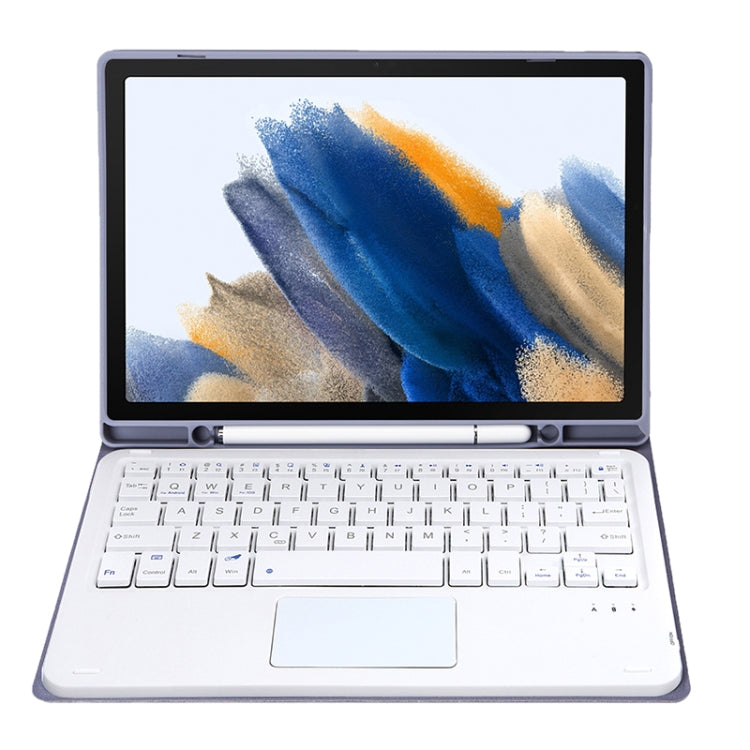 A08B-A Candy Color Bluetooth Keyboard Leather Case with Pen Slot & Touchpad For Samsung Galaxy Tab A8 2021 SM-X205 / SM-X200(Purple) - Samsung Keyboard by PMC TechLife | Online Shopping South Africa | PMC TechLife