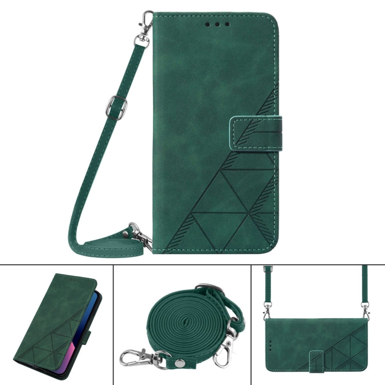 For Samsung Galaxy A03 Core Crossbody 3D Embossed Flip Leather Phone Case(Dark Green) - Galaxy Phone Cases by PMC TechLife | Online Shopping South Africa | PMC TechLife