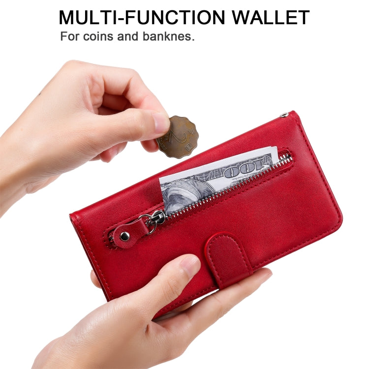 For OPPO Reno7 5G / Find X5 Lite International Version Fashion Calf Texture Zipper Horizontal Flip Leather Case(Red) - OPPO Cases by PMC TechLife | Online Shopping South Africa | PMC TechLife | Buy Now Pay Later Mobicred