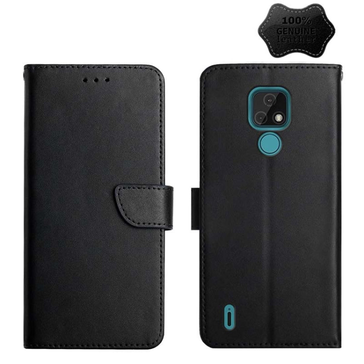 For Motorola Moto E7 Genuine Leather Fingerprint-proof Horizontal Flip Phone Case(Black) - Motorola Cases by PMC TechLife | Online Shopping South Africa | PMC TechLife | Buy Now Pay Later Mobicred