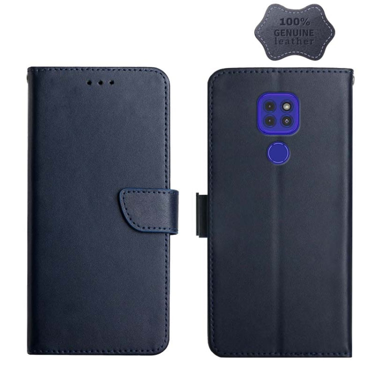 For Motorola Moto G9 Genuine Leather Fingerprint-proof Horizontal Flip Phone Case(Blue) - Motorola Cases by PMC TechLife | Online Shopping South Africa | PMC TechLife | Buy Now Pay Later Mobicred