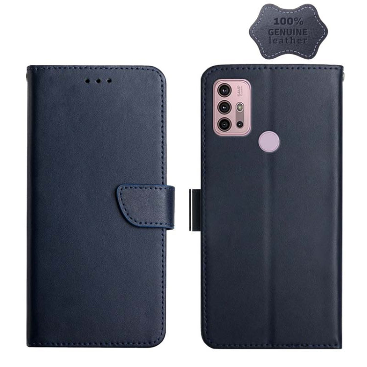 For Motorola Moto G30 Genuine Leather Fingerprint-proof Horizontal Flip Phone Case(Blue) - Motorola Cases by PMC TechLife | Online Shopping South Africa | PMC TechLife | Buy Now Pay Later Mobicred