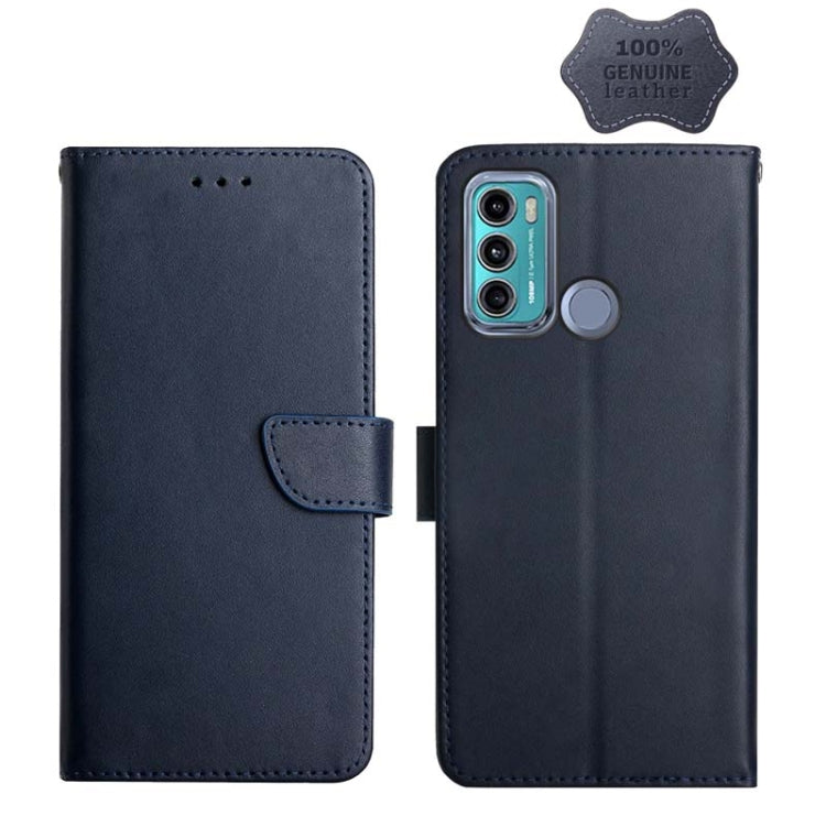 For Motorola Moto G60 Genuine Leather Fingerprint-proof Horizontal Flip Phone Case(Blue) - Motorola Cases by PMC TechLife | Online Shopping South Africa | PMC TechLife | Buy Now Pay Later Mobicred