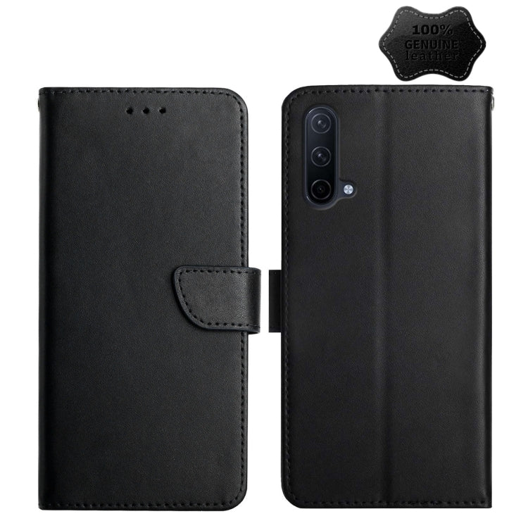 For OnePlus Nord CE 5G Genuine Leather Fingerprint-proof Horizontal Flip Phone Case(Black) - OnePlus Cases by PMC TechLife | Online Shopping South Africa | PMC TechLife | Buy Now Pay Later Mobicred