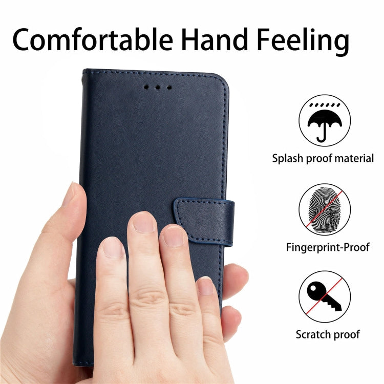 For Sharp Simple Sumaho 6 Genuine Leather Fingerprint-proof Flip Phone Case(Blue) - Wiko by PMC TechLife | Online Shopping South Africa | PMC TechLife | Buy Now Pay Later Mobicred