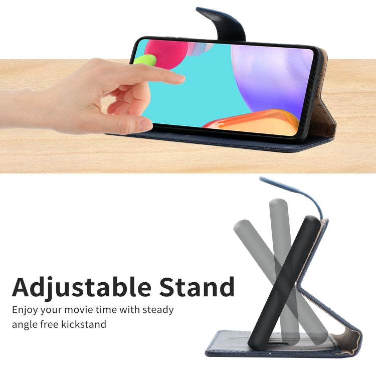 For Sharp Simple Sumaho 6 Genuine Leather Fingerprint-proof Flip Phone Case(Blue) - Wiko by PMC TechLife | Online Shopping South Africa | PMC TechLife | Buy Now Pay Later Mobicred