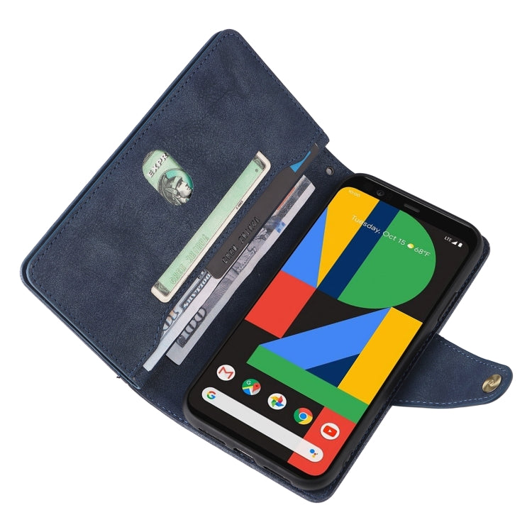 For Google Pixel 4 Rivet Buckle 9 Cards Three Fold Leather Phone Case(Blue) - Google Cases by PMC TechLife | Online Shopping South Africa | PMC TechLife | Buy Now Pay Later Mobicred
