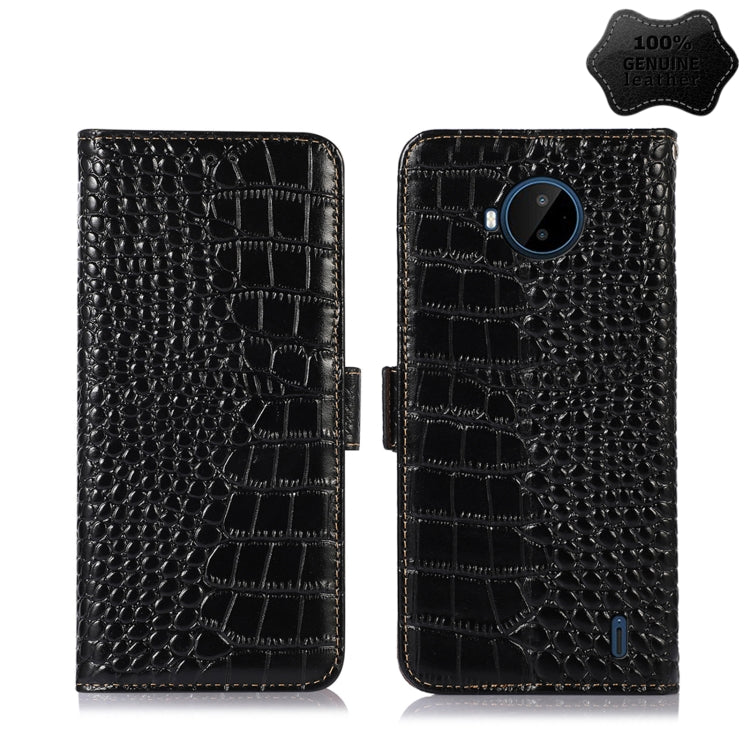 For Nokia C20 Plus Crocodile Top Layer Cowhide Leather Phone Case(Black) - Nokia Cases by PMC TechLife | Online Shopping South Africa | PMC TechLife | Buy Now Pay Later Mobicred