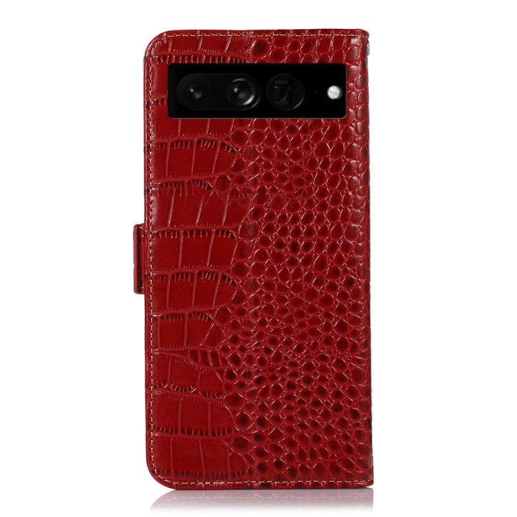 For Google Pixel 7 Pro 5G Crocodile Top Layer Cowhide Leather Phone Case(Red) - Google Cases by PMC TechLife | Online Shopping South Africa | PMC TechLife | Buy Now Pay Later Mobicred