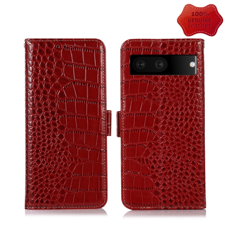 For Google Pixel 7 5G Crocodile Top Layer Cowhide Leather Phone Case(Red) - Google Cases by PMC TechLife | Online Shopping South Africa | PMC TechLife | Buy Now Pay Later Mobicred