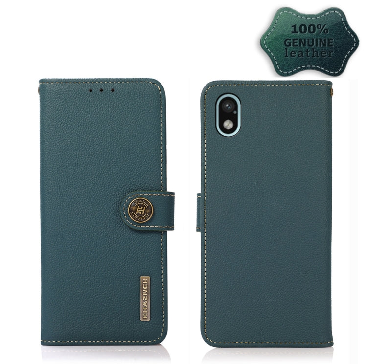 For Sony Xperia Ace III KHAZNEH Custer Genuine Leather RFID Phone Case(Green) - Sony Cases by PMC TechLife | Online Shopping South Africa | PMC TechLife | Buy Now Pay Later Mobicred