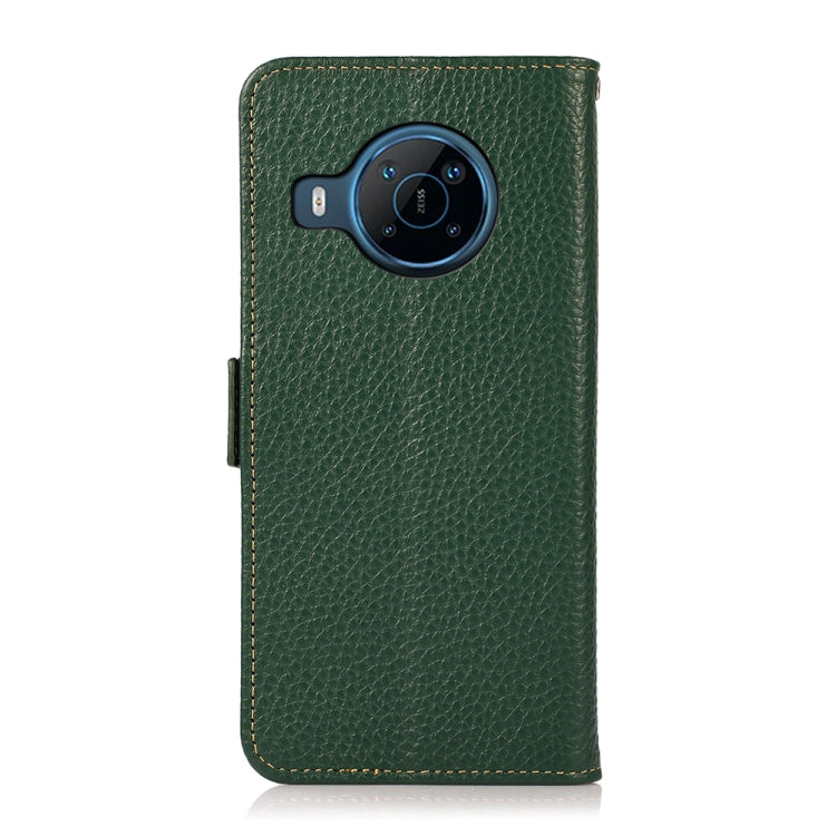 For Nokia X100 KHAZNEH Side-Magnetic Litchi Genuine Leather RFID Phone Case(Green) - Nokia Cases by PMC TechLife | Online Shopping South Africa | PMC TechLife | Buy Now Pay Later Mobicred