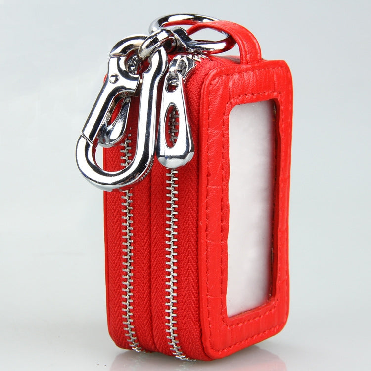 9075 Universal Crocodile Texture Genuine Leather Double Zipper Car Key Case(Blue) - Car Key Cases by PMC Jewellery | Online Shopping South Africa | PMC Jewellery | Buy Now Pay Later Mobicred