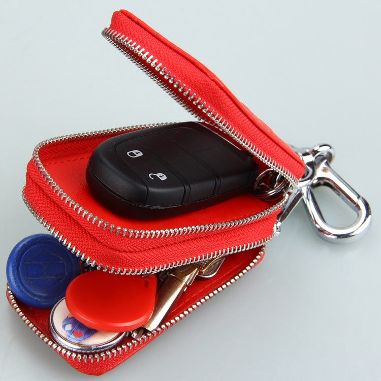 9075 Universal Crocodile Texture Genuine Leather Double Zipper Car Key Case(Red) - Car Key Cases by PMC Jewellery | Online Shopping South Africa | PMC Jewellery | Buy Now Pay Later Mobicred