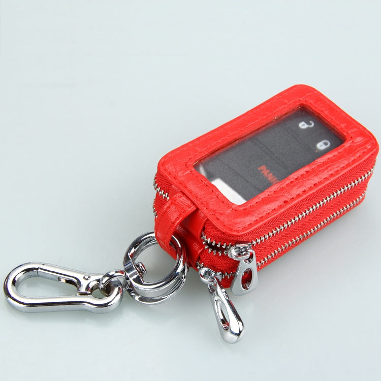 9075 Universal Crocodile Texture Genuine Leather Double Zipper Car Key Case(Yellow) - free shipping - PMC Jewellery - Order now!
