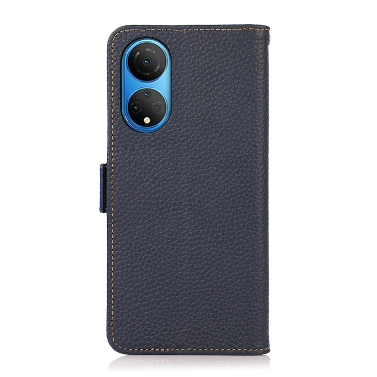 For Honor X7 / Play 30 Plus KHAZNEH Side-Magnetic Litchi Genuine Leather RFID Phone Case(Blue) - Honor Cases by PMC TechLife | Online Shopping South Africa | PMC TechLife | Buy Now Pay Later Mobicred