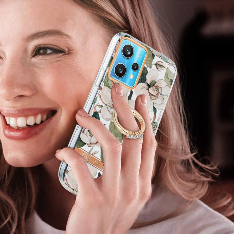 For OPPO Realme 9 Pro+ 5G Ring IMD Flowers TPU Phone Case(Green Gardenia) - Realme Cases by PMC TechLife | Online Shopping South Africa | PMC TechLife | Buy Now Pay Later Mobicred