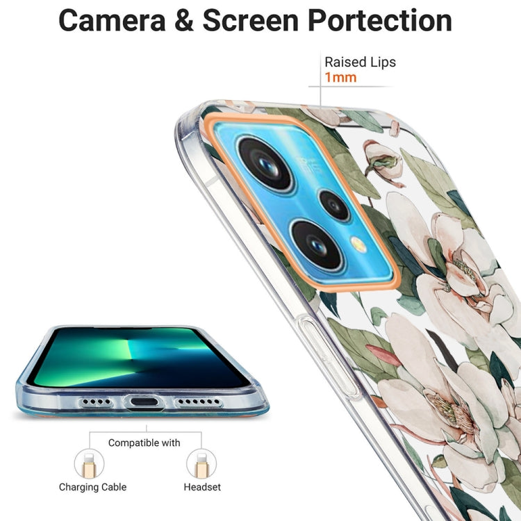 For OPPO Realme 9 Pro+ 5G Ring IMD Flowers TPU Phone Case(Green Gardenia) - Realme Cases by PMC Jewellery | Online Shopping South Africa | PMC Jewellery | Buy Now Pay Later Mobicred