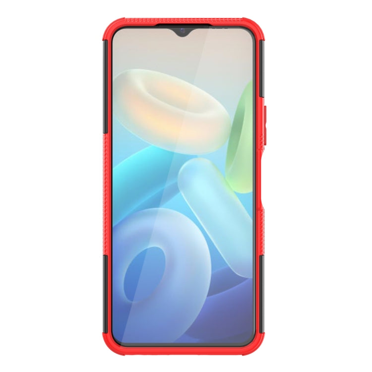 For vivo Y75 / Y55 / T1 5G Tire Texture TPU + PC Phone Case with Holder(Red) - vivo Cases by PMC Jewellery | Online Shopping South Africa | PMC Jewellery | Buy Now Pay Later Mobicred