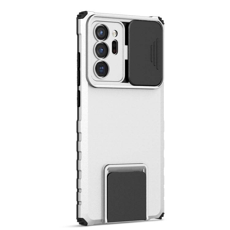 For Samsung Galaxy Note20 Ultra Stereoscopic Holder Sliding Camshield Phone Case(White) - Galaxy Note20 Ultra Cases by PMC TechLife | Online Shopping South Africa | PMC TechLife