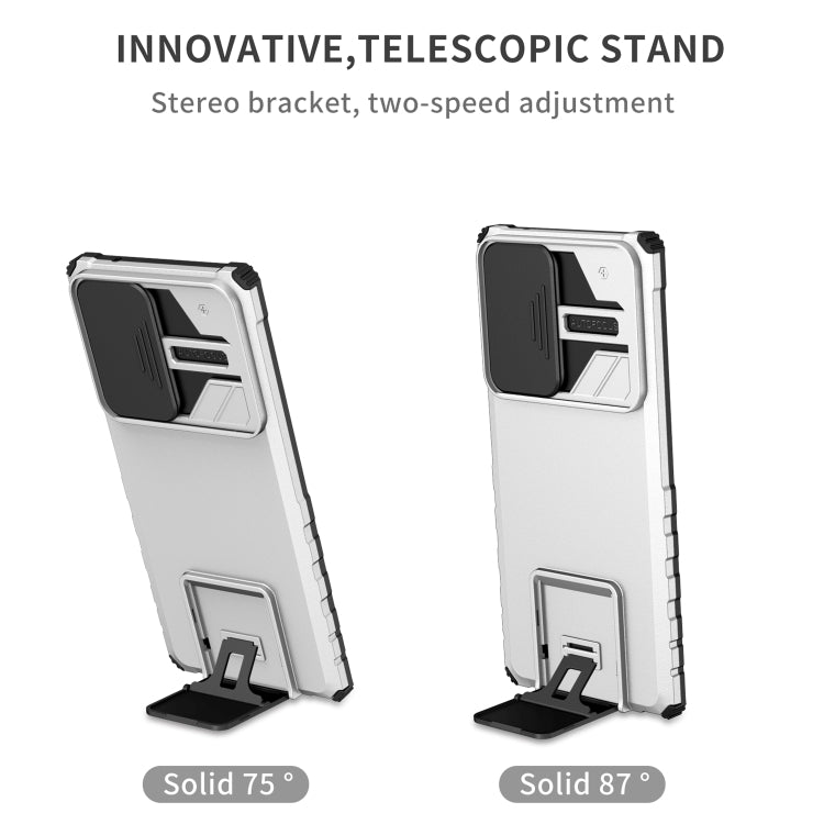 For Samsung Galaxy Note20 Ultra Stereoscopic Holder Sliding Camshield Phone Case(White) - Galaxy Note20 Ultra Cases by PMC TechLife | Online Shopping South Africa | PMC TechLife