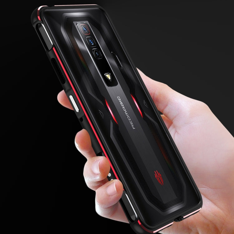 For ZTE nubia Red Magic 7 Aurora Series Metal Frame Phone Case(Black Purple) - ZTE Cases by PMC TechLife | Online Shopping South Africa | PMC TechLife | Buy Now Pay Later Mobicred