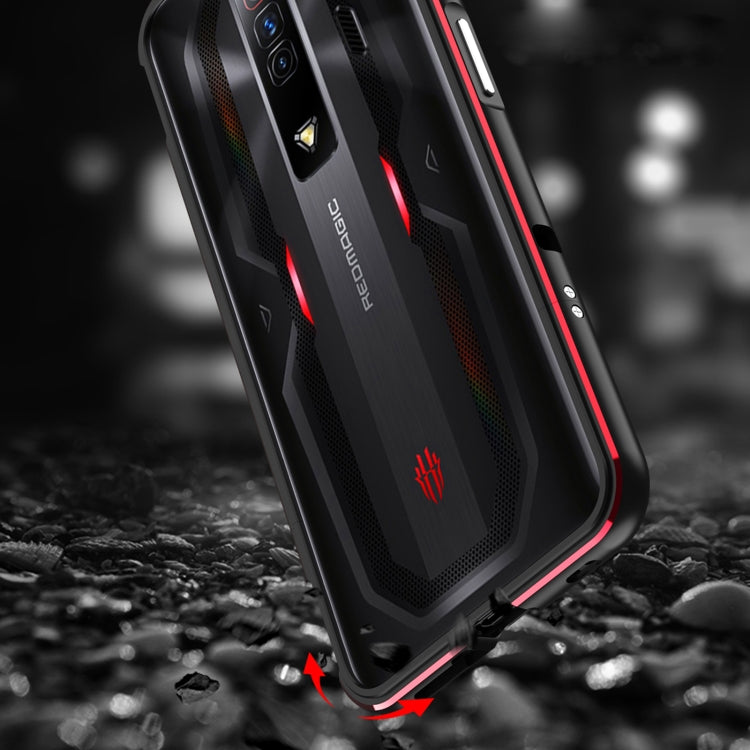 For ZTE nubia Red Magic 7 Pro Aurora Series Metal Frame Phone Case(Black Red) - ZTE Cases by PMC TechLife | Online Shopping South Africa | PMC TechLife | Buy Now Pay Later Mobicred