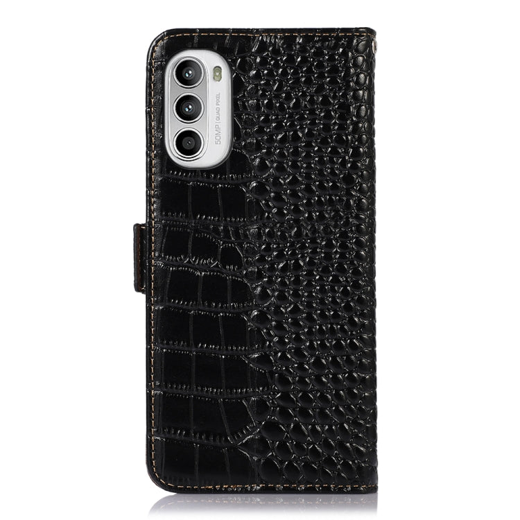 For Motorola Moto G52 4G Crocodile Top Layer Cowhide Leather Phone Case(Black) - Motorola Cases by PMC TechLife | Online Shopping South Africa | PMC TechLife | Buy Now Pay Later Mobicred
