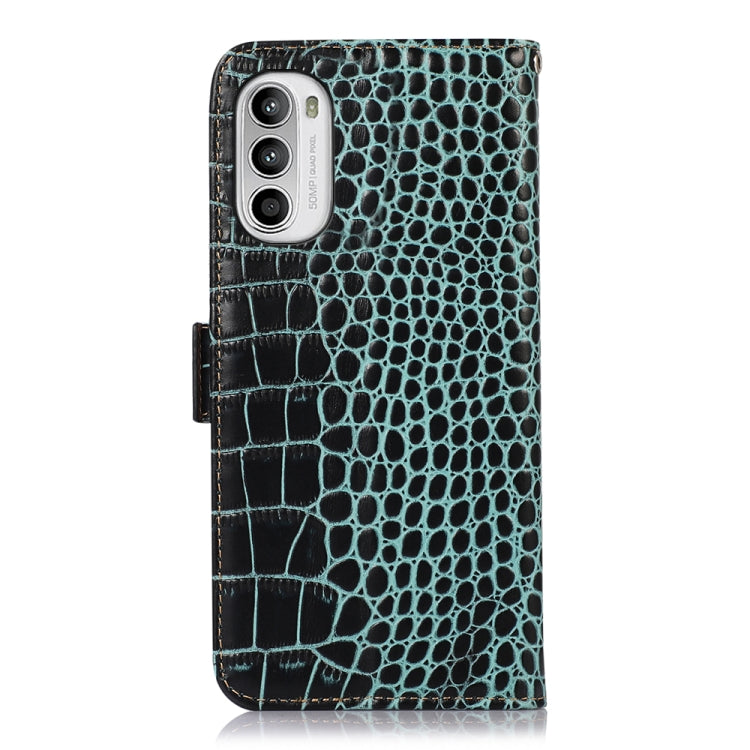 For Motorola Moto G52 4G Crocodile Top Layer Cowhide Leather Phone Case(Green) - Motorola Cases by PMC TechLife | Online Shopping South Africa | PMC TechLife | Buy Now Pay Later Mobicred