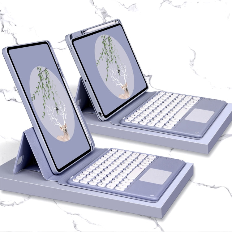 Bluetooth Keyboard Leather Case with Touchpad & Rotatable Bottom Case For iPad 10.2 2021 & 2020 & 2019 / Air 2019 / Pro 10.5 inch(Lavender Grey) - Universal by PMC TechLife | Online Shopping South Africa | PMC TechLife
