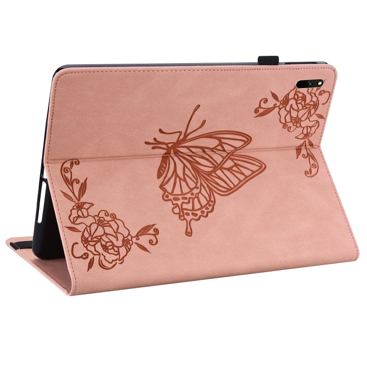 For Huawei MatePad 11 2021 Butterfly Flower Embossed Leather Tablet Case(Rose Gold) - Huawei by PMC TechLife | Online Shopping South Africa | PMC TechLife | Buy Now Pay Later Mobicred