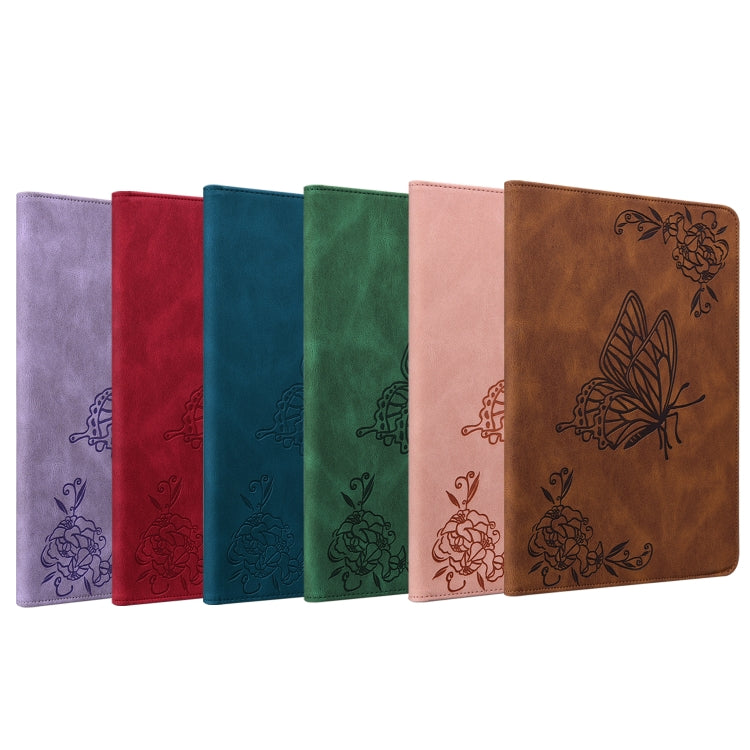 For Huawei MediaPad M5 Lite Butterfly Flower Embossed Leather Tablet Case(Blue) - Huawei by PMC TechLife | Online Shopping South Africa | PMC TechLife | Buy Now Pay Later Mobicred