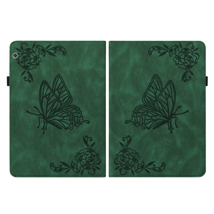 For Huawei MediaPad T5 Butterfly Flower Embossed Leather Tablet Case(Green) - Huawei by PMC TechLife | Online Shopping South Africa | PMC TechLife | Buy Now Pay Later Mobicred