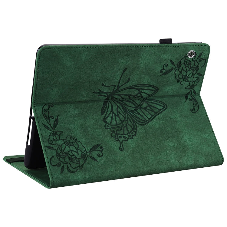 For Huawei MediaPad T5 Butterfly Flower Embossed Leather Tablet Case(Green) - Huawei by PMC TechLife | Online Shopping South Africa | PMC TechLife | Buy Now Pay Later Mobicred