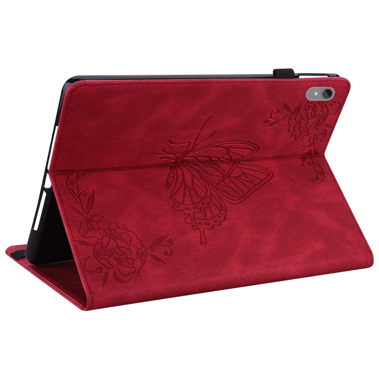 For Lenovo Tab P11 TB-J606F Butterfly Flower Embossed Leather Tablet Case(Red) - Lenovo by PMC TechLife | Online Shopping South Africa | PMC TechLife | Buy Now Pay Later Mobicred