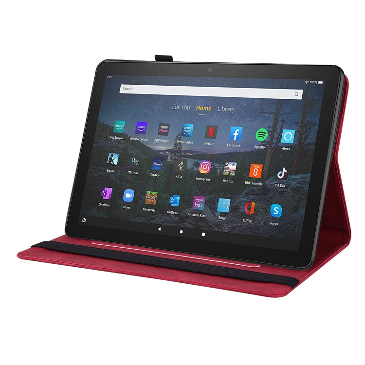 For Amazon Kindle Fire HD 10 2021 / 10 Plus 2021 Butterfly Flower Embossed Leather Tablet Case(Red) - Amazon by PMC TechLife | Online Shopping South Africa | PMC TechLife | Buy Now Pay Later Mobicred