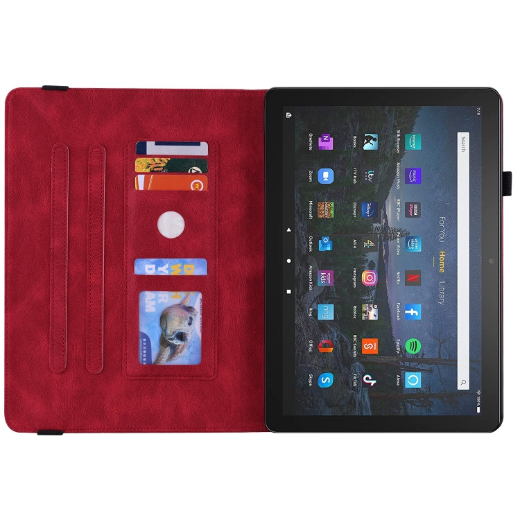 For Amazon Kindle Fire HD 10 2021 / 10 Plus 2021 Butterfly Flower Embossed Leather Tablet Case(Red) - Amazon by PMC TechLife | Online Shopping South Africa | PMC TechLife | Buy Now Pay Later Mobicred