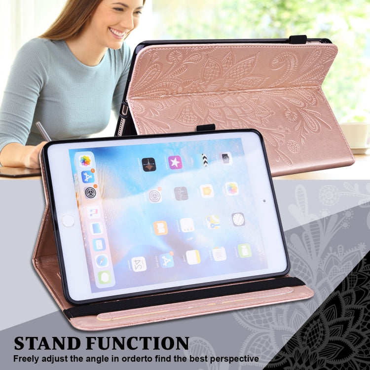 For Lenovo M10 Plus 10.6 3rd Gen 2022 Lace Flower Embossing Pattern Leather Tablet Case(Gold) - Lenovo by PMC TechLife | Online Shopping South Africa | PMC TechLife | Buy Now Pay Later Mobicred