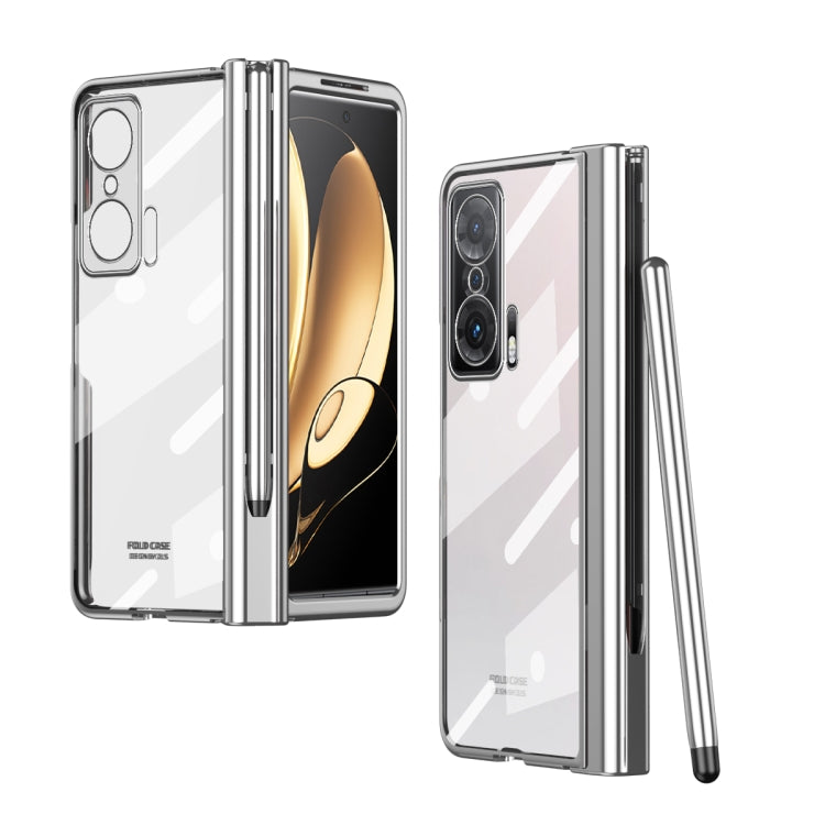 For Honor Magic V Electroplating Hinge Phone Case with Stylus(Silver) - Honor Cases by PMC TechLife | Online Shopping South Africa | PMC TechLife