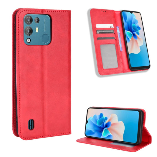 For Blackview A55 Pro Magnetic Buckle Retro Texture Leather Phone Case(Red) - More Brand by PMC Jewellery | Online Shopping South Africa | PMC Jewellery | Buy Now Pay Later Mobicred