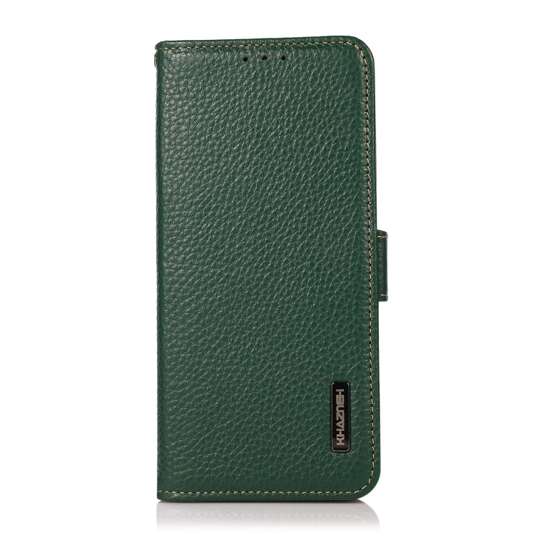 For Sharp Aquos R7 KHAZNEH Side-Magnetic Litchi Genuine Leather RFID Phone Case(Green) - More Brand by PMC TechLife | Online Shopping South Africa | PMC TechLife | Buy Now Pay Later Mobicred