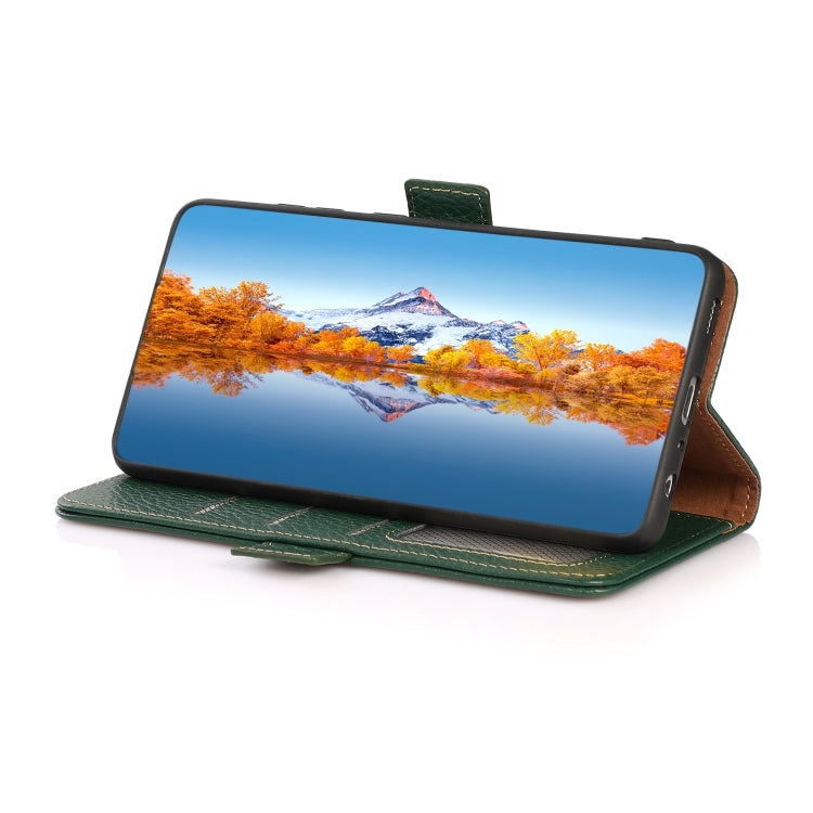 For Sharp Aquos R7 KHAZNEH Side-Magnetic Litchi Genuine Leather RFID Phone Case(Green) - More Brand by PMC TechLife | Online Shopping South Africa | PMC TechLife | Buy Now Pay Later Mobicred