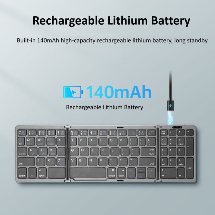 B089T Foldable Bluetooth Keyboard Rechargeable with Touchpad(Silver) - Wireless Keyboard by PMC Jewellery | Online Shopping South Africa | PMC Jewellery | Buy Now Pay Later Mobicred