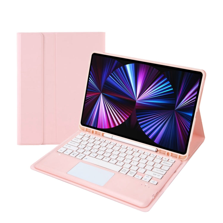 T12B-A Detachable Touch Pad Bluetooth Keyboard Leather Tablet Case For iPad Pro 12.9 inch 2021/2020/2018(Pink) - For iPad Pro by PMC TechLife | Online Shopping South Africa | PMC TechLife