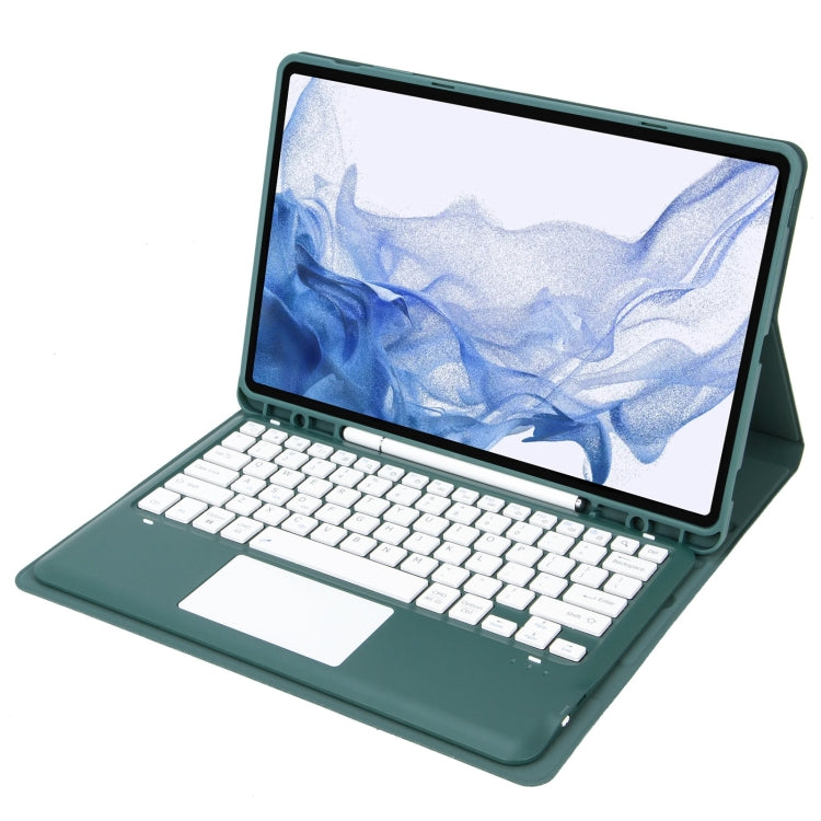 T800B-A Touch Pad Detachable Bluetooth Keyboard Leather Tablet Case For Samsung Galaxy Tab S8+/S7+/S7 FE(Dark Green) - Samsung Keyboard by PMC TechLife | Online Shopping South Africa | PMC TechLife