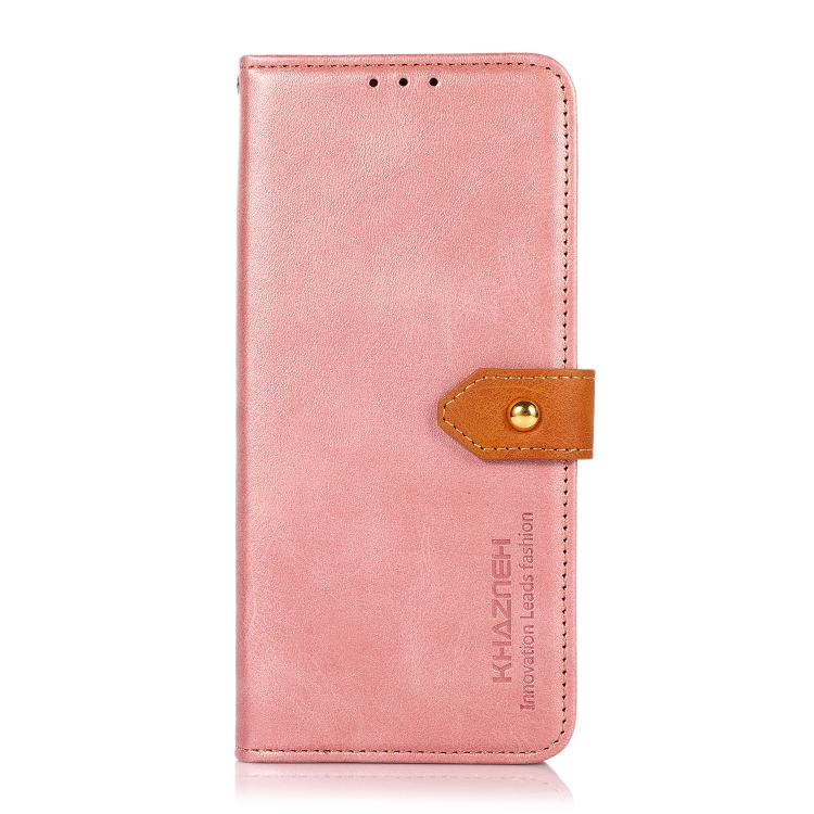 For iPhone 17 Pro KHAZNEH Dual-color Cowhide Texture Flip Leather Phone Case(Rose Gold) - free shipping - PMc TechLife - Order now!